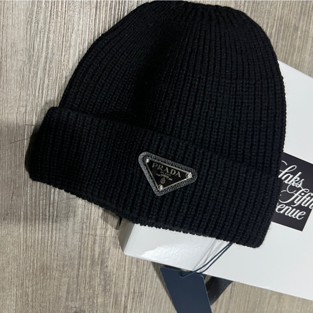 NWT Prada ribbed beanie hat size medium